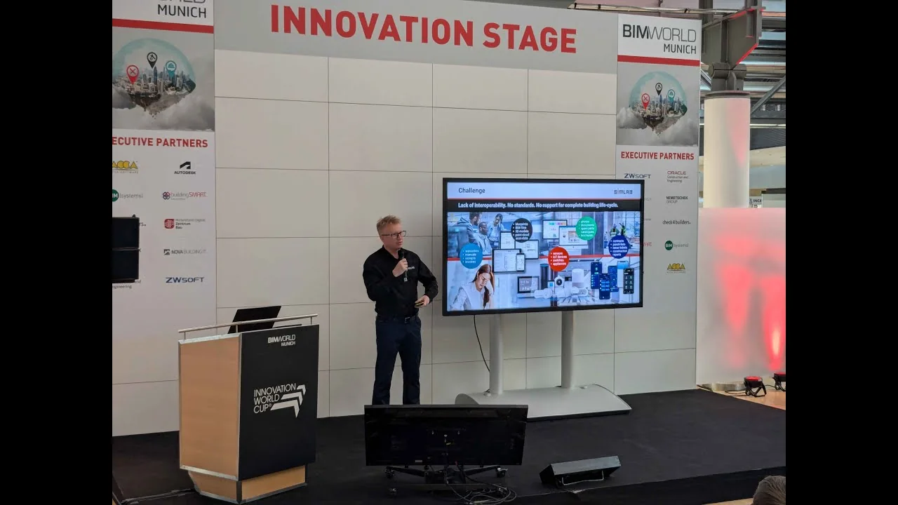 Still from the video BIMworld Munich 2024: SIMLAB Founder and CEO Marek Koźlak Pitch Presentation