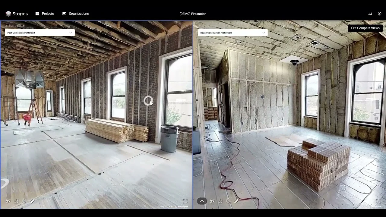 Still from the video STAGES - Compare view / Web version / Firestation